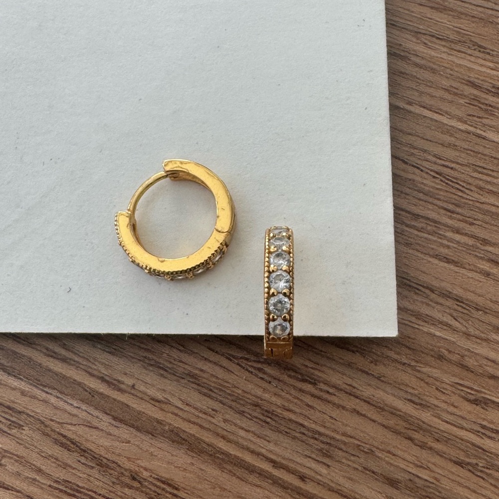 Gold Crystal Huggie Hoop Earrings - Women Jewelry